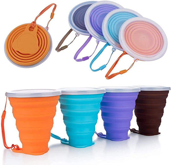 Tasse de Voyage Pliable en Silicone |  Lot de 4 pièces