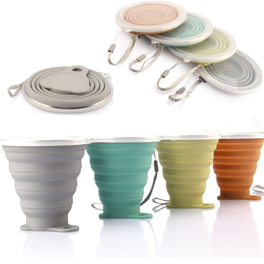 Tasse de Voyage Pliable en Silicone |  Lot de 4 pièces